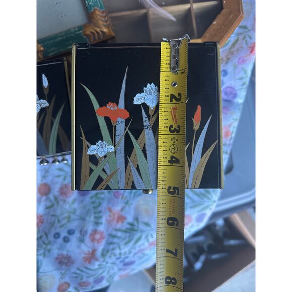 1980's Set/2 matching jewelry boxes medium small Otagiri Japanese chic vintage - Picture 7 of 9